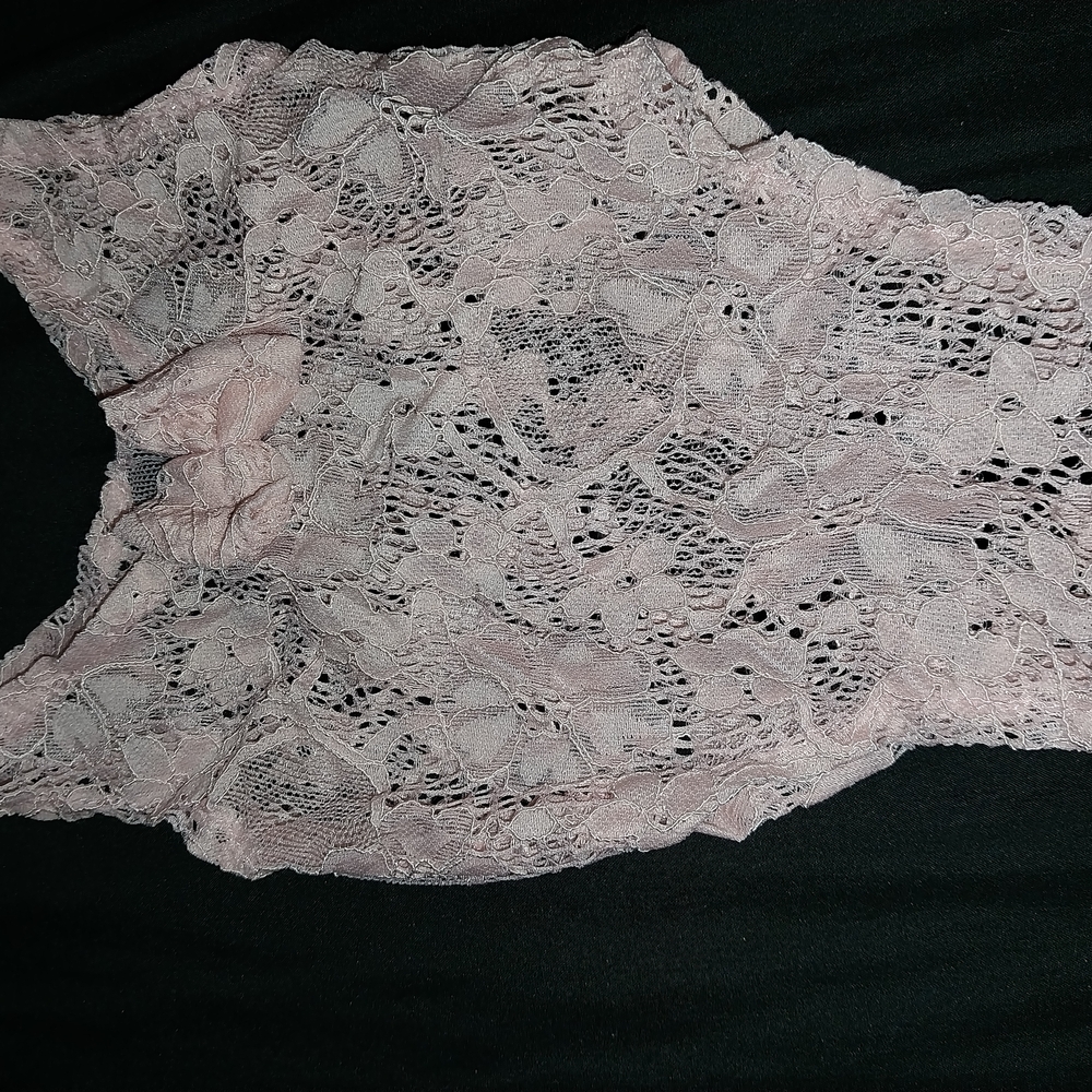 Sheer Pink Lace Newborn Baby Onsie Floral Pattern and Form-Fitting Design - Picture 3 of 6